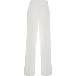 White Pants with Belt Loops and Pence Details in Cotton Woman