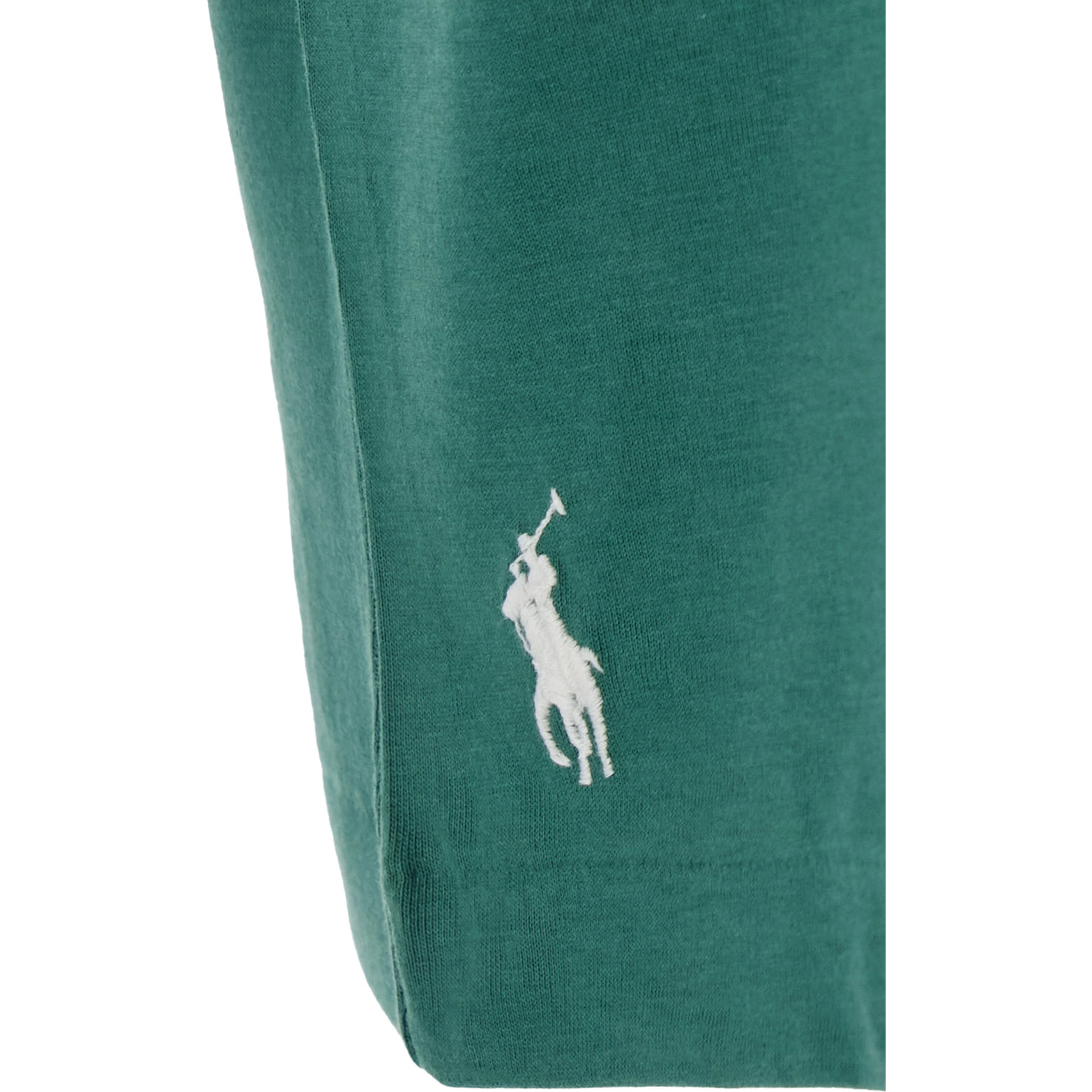 Green Crewneck T-Shirt with Logo Lettering on the Fornt and Pony Embroidery on the Front in Cotton Man