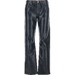 Black Pants with Belt Loops in Leather Blend Woman