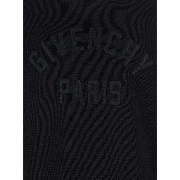 Black Crew Neck Sweater with Logo Lettering on the Front in Cotton Man