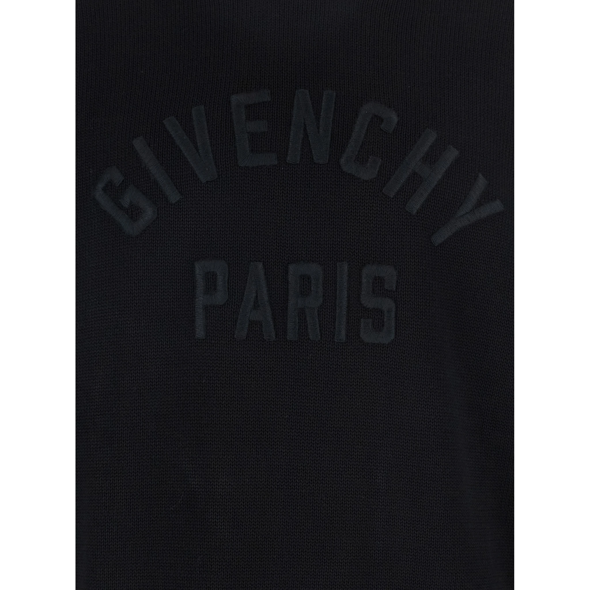 Black Crew Neck Sweater with Logo Lettering on the Front in Cotton Man