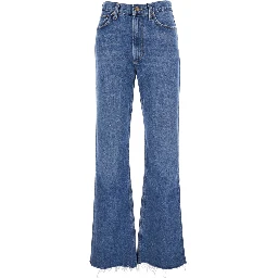 Blue Jeans with Logo Patch on the Rear and Flared Leg in Denim Woman