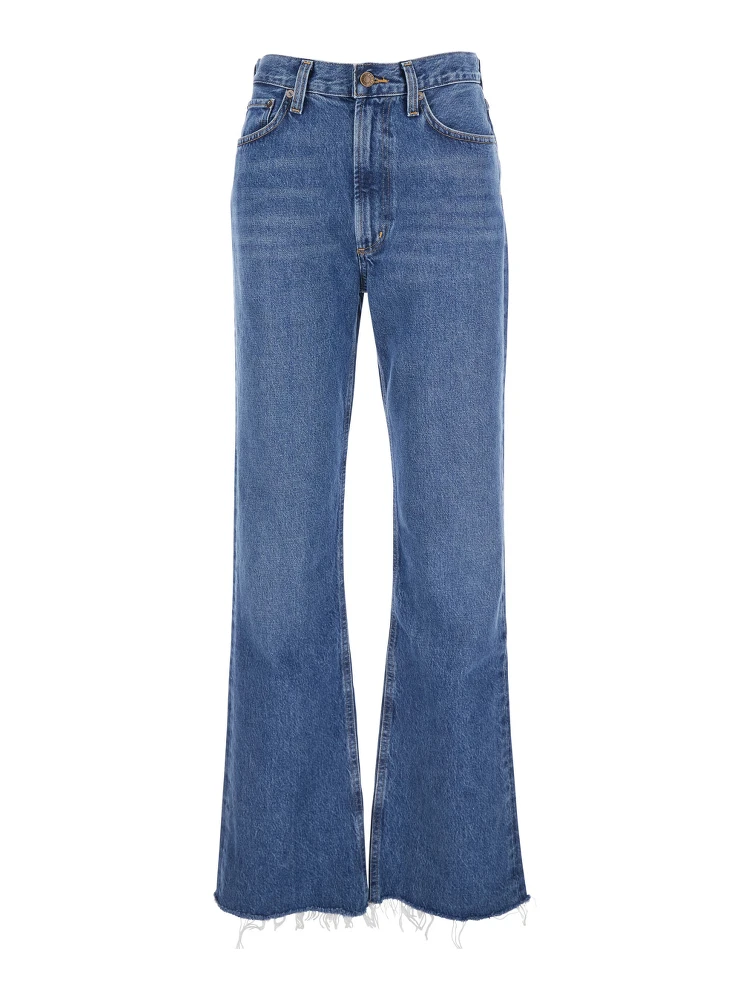 Blue Jeans with Logo Patch on the Rear and Flared Leg in Denim Woman