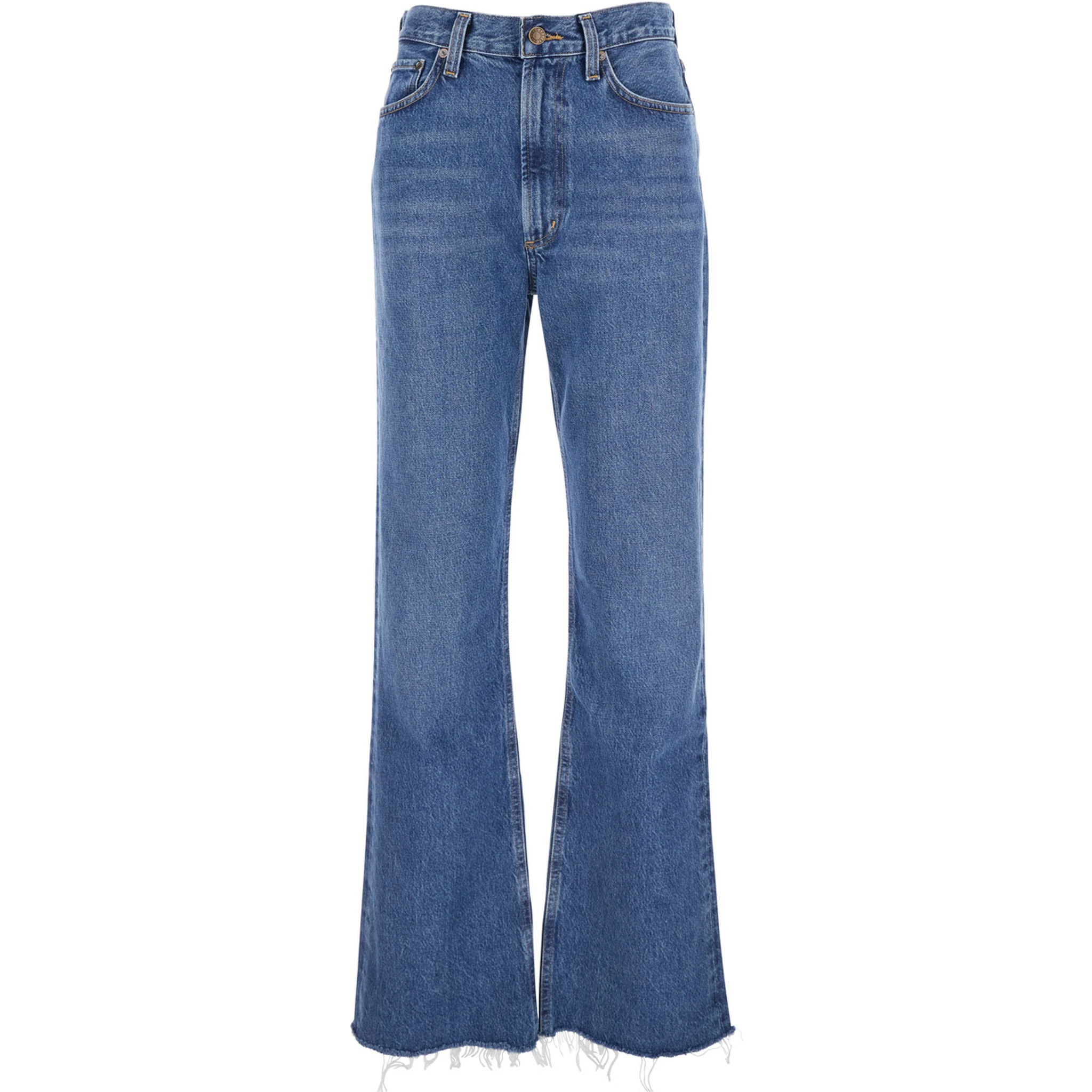 Blue Jeans with Logo Patch on the Rear and Flared Leg in Denim Woman