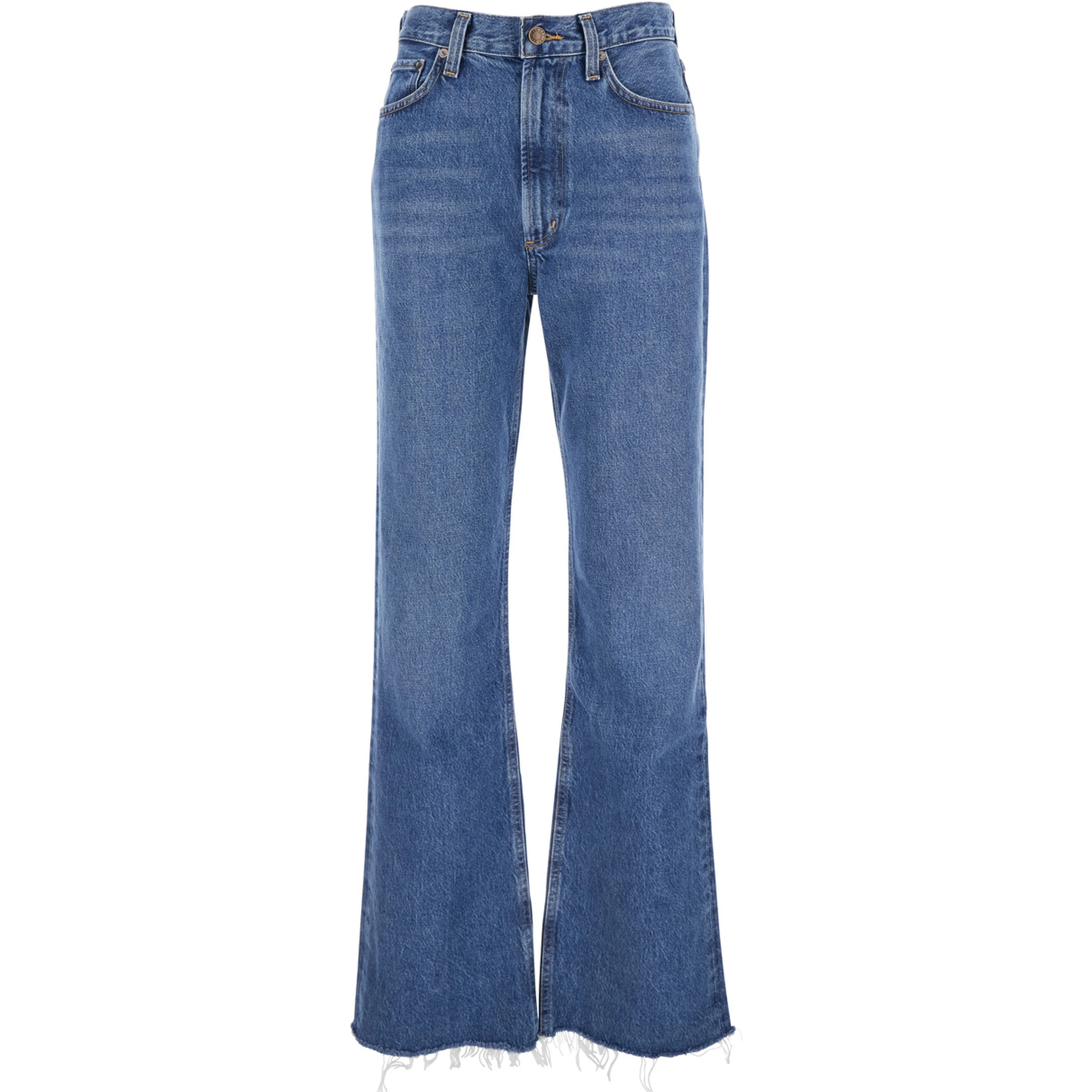 Blue Jeans with Logo Patch on the Rear and Flared Leg in Denim Woman