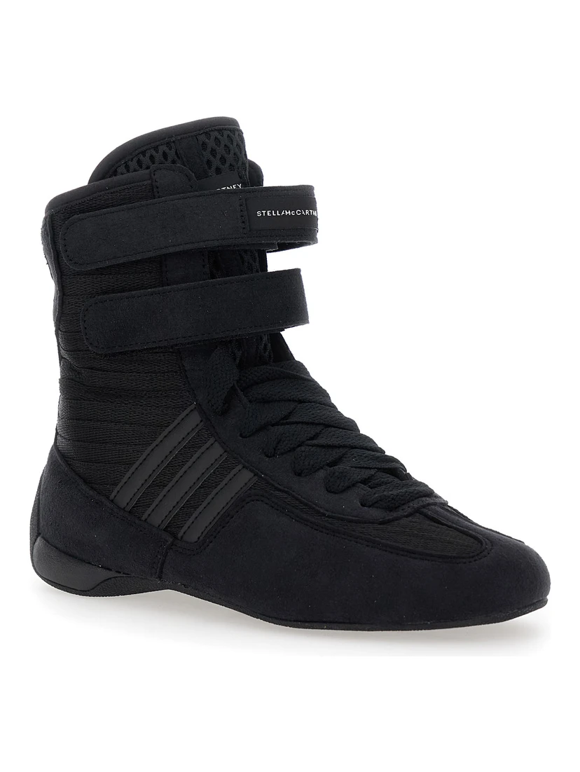 حذاء رياضي أسود من راسانت، مزود بحزام للإغلاق وشعار جانبي، مصنوع من قماش تقني، للنساء