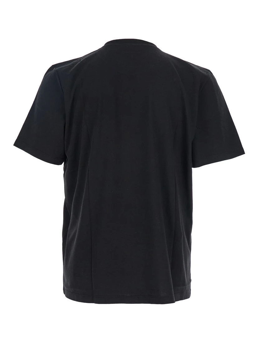Black Crewneck T-Shirt with Cassandre Embroidery in Cotton Man