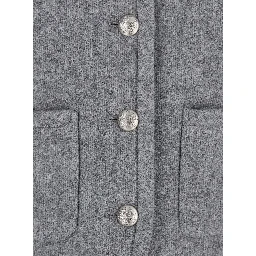 Grey Jacket with Button Closure and Front Pockets in Tweed Woman