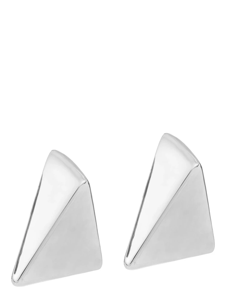 Virtual Metallic Earings with Butterfly Clasp Closure and Triangular Shape  in Silver Plated Bronze Woman