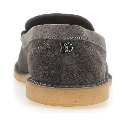New Florio Ideal Grey Loafers with DG Detail in Suede Man