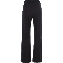 Black Pants with Elastic Waist and Side Pockets in Fabric Woman