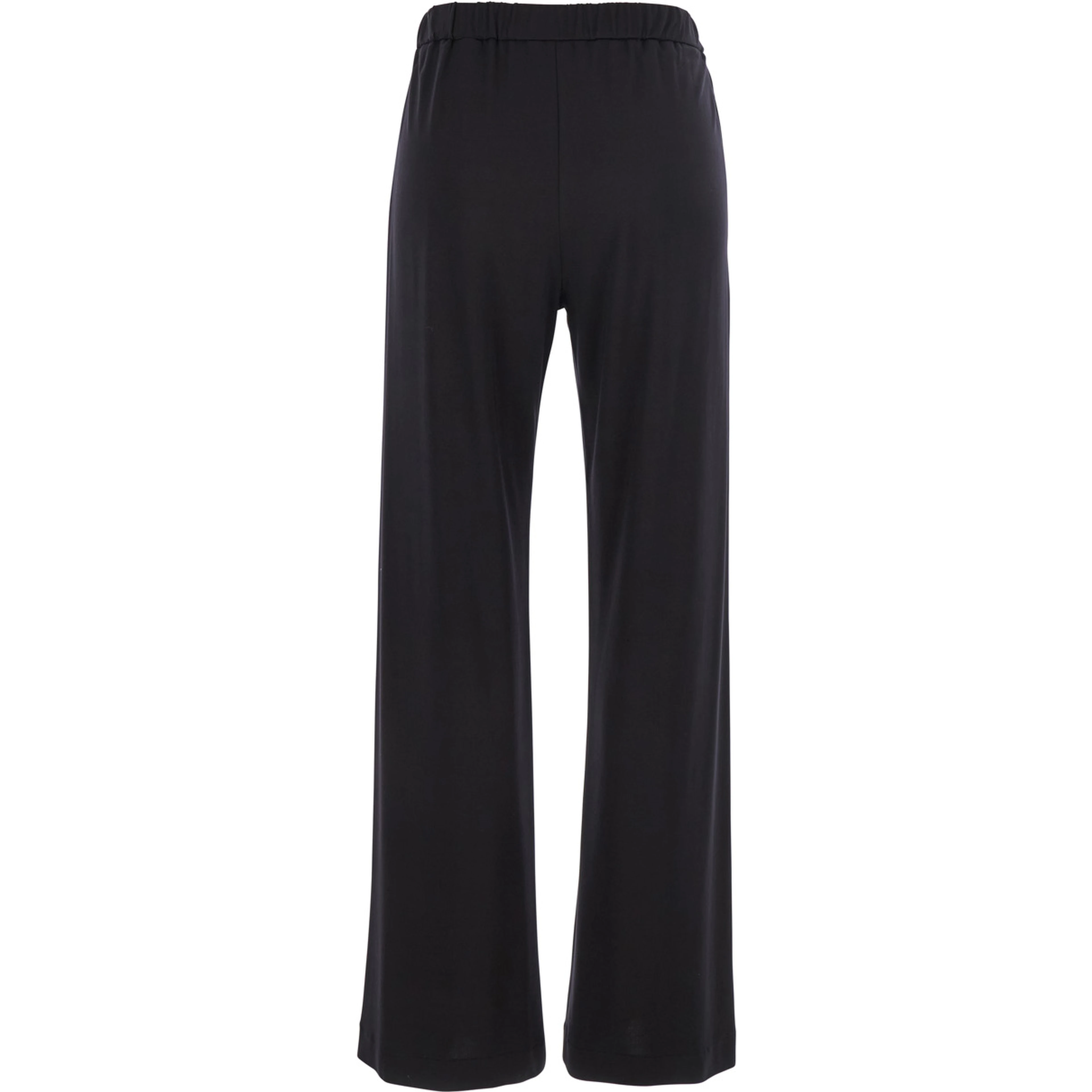 Black Pants with Elastic Waist and Side Pockets in Fabric Woman