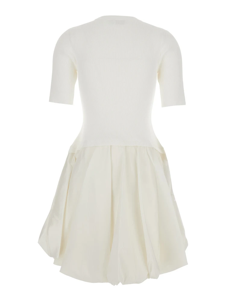 Kenny White Crewneck Mini Dress with Puffed Skirt in Viscose Blend Woman alternative