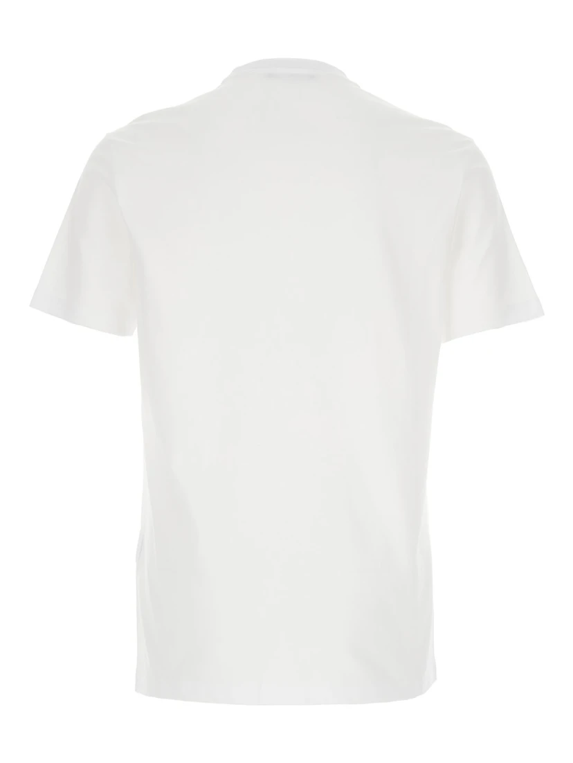 White Crewneck T-Shirt with Medusa Embroidery on the Front in Cotton Man