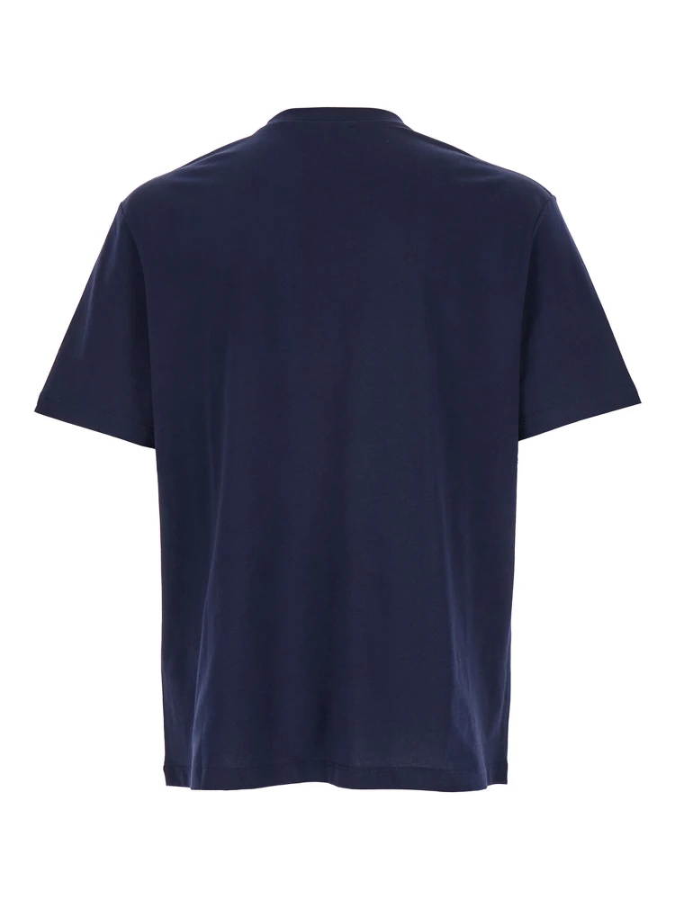 Blue Crewneck T-Shirt with Logo Lettering Print on the Front in Cotton Man alternative