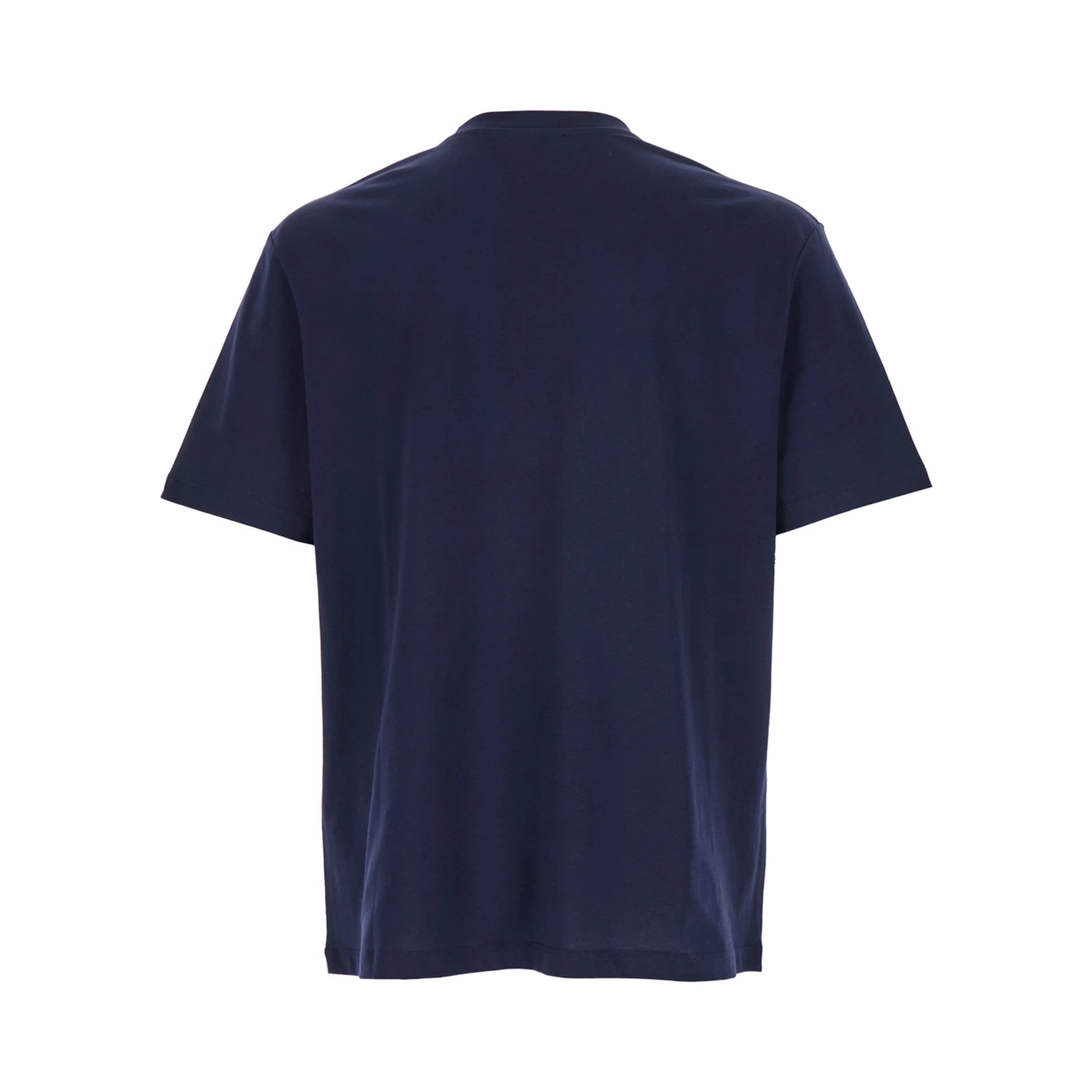 Blue Crewneck T-Shirt with Logo Lettering Print on the Front in Cotton Man