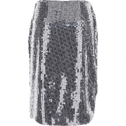 Grey Skirt with All-Over Sequins in Tech Fabric Woman