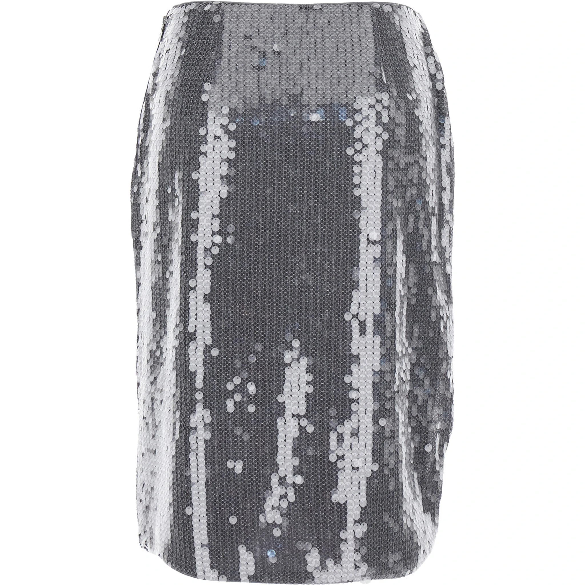 Grey Skirt with All-Over Sequins in Tech Fabric Woman