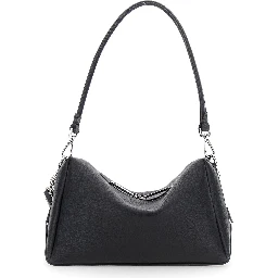 حقيبة كتف لوي متوسطة الحجم سوداء اللون مع حزام قابل للإزالة من الجلد للرجال