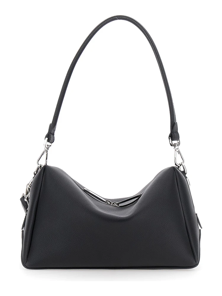 Lui Medium Black Shoulder Bag with Removable Strap in Leather Man