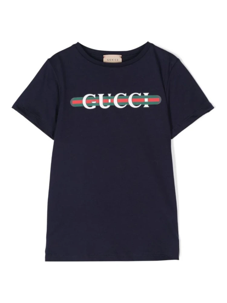 Black T-Shirt with Logo Print and Web in Jersey Boy