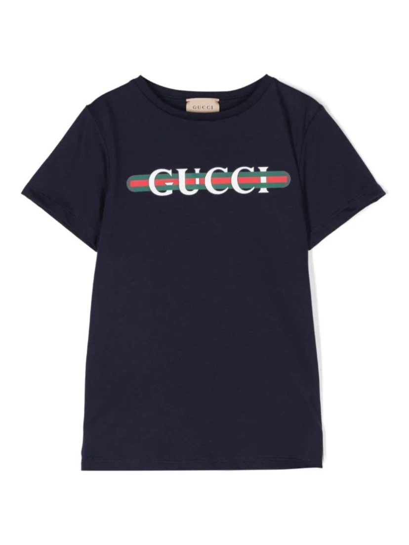 Black T-Shirt with Logo Print and Web in Jersey Boy