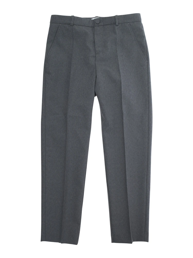 Grey Trousers with Front Plisse and Embroidered Logo in fabric Boy
