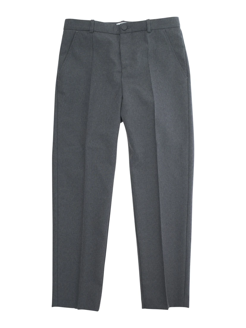 Grey Trousers with Front Plisse and Embroidered Logo in fabric Boy