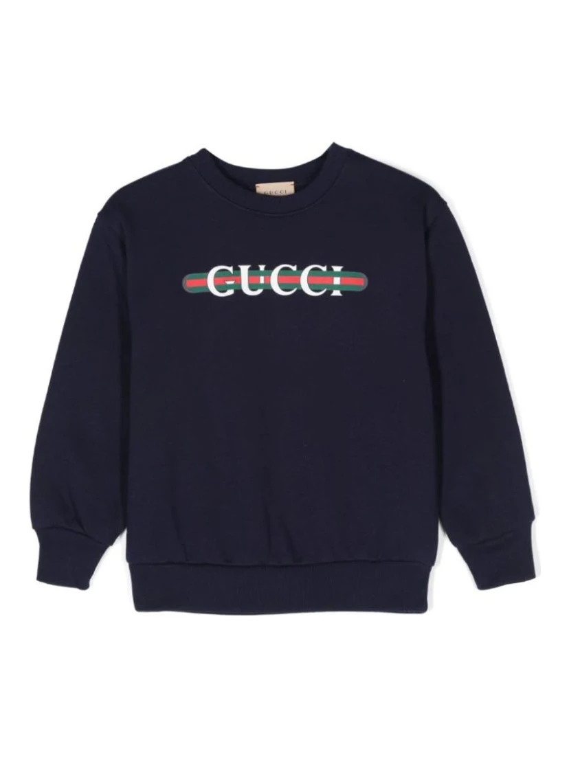 Black Crewneck Sweatshirt with Web Detail in Jersey Boy