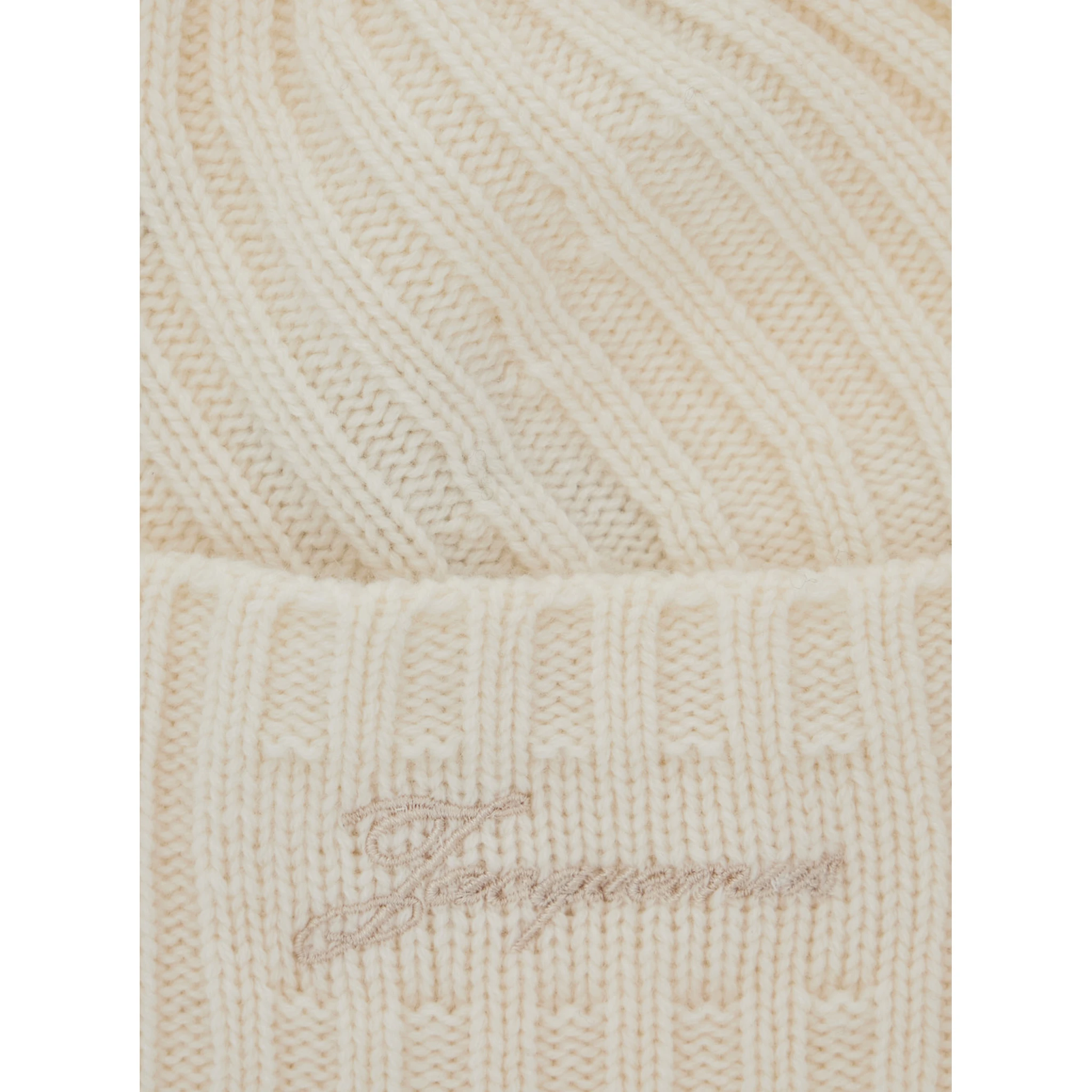 Le Bonnet Tourni White Beanie with Turn-Up Brim and Logo Lettering on the Front in Wool Man