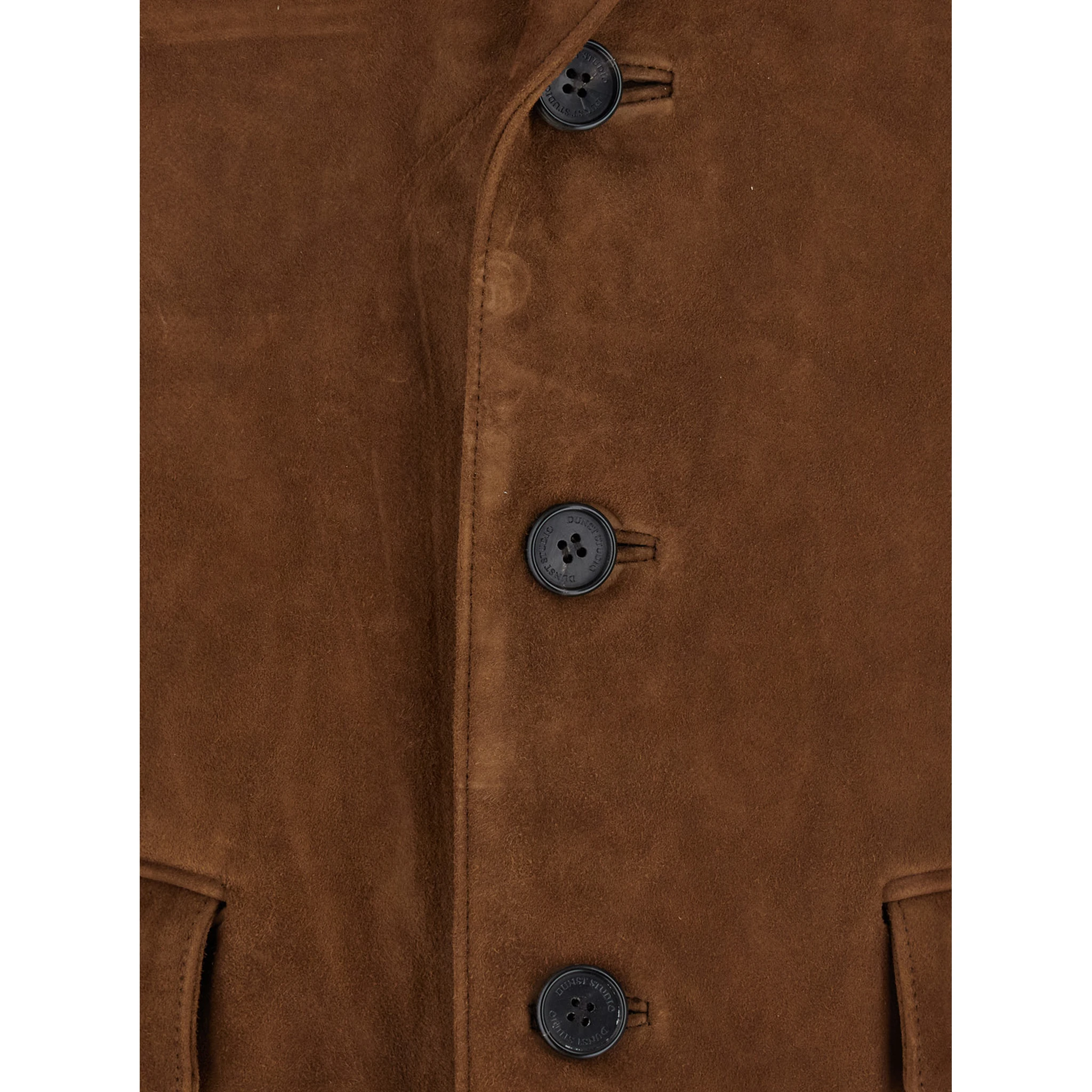 Brown Single-Breasted Jacket with Classic Lapels in Suede Woman