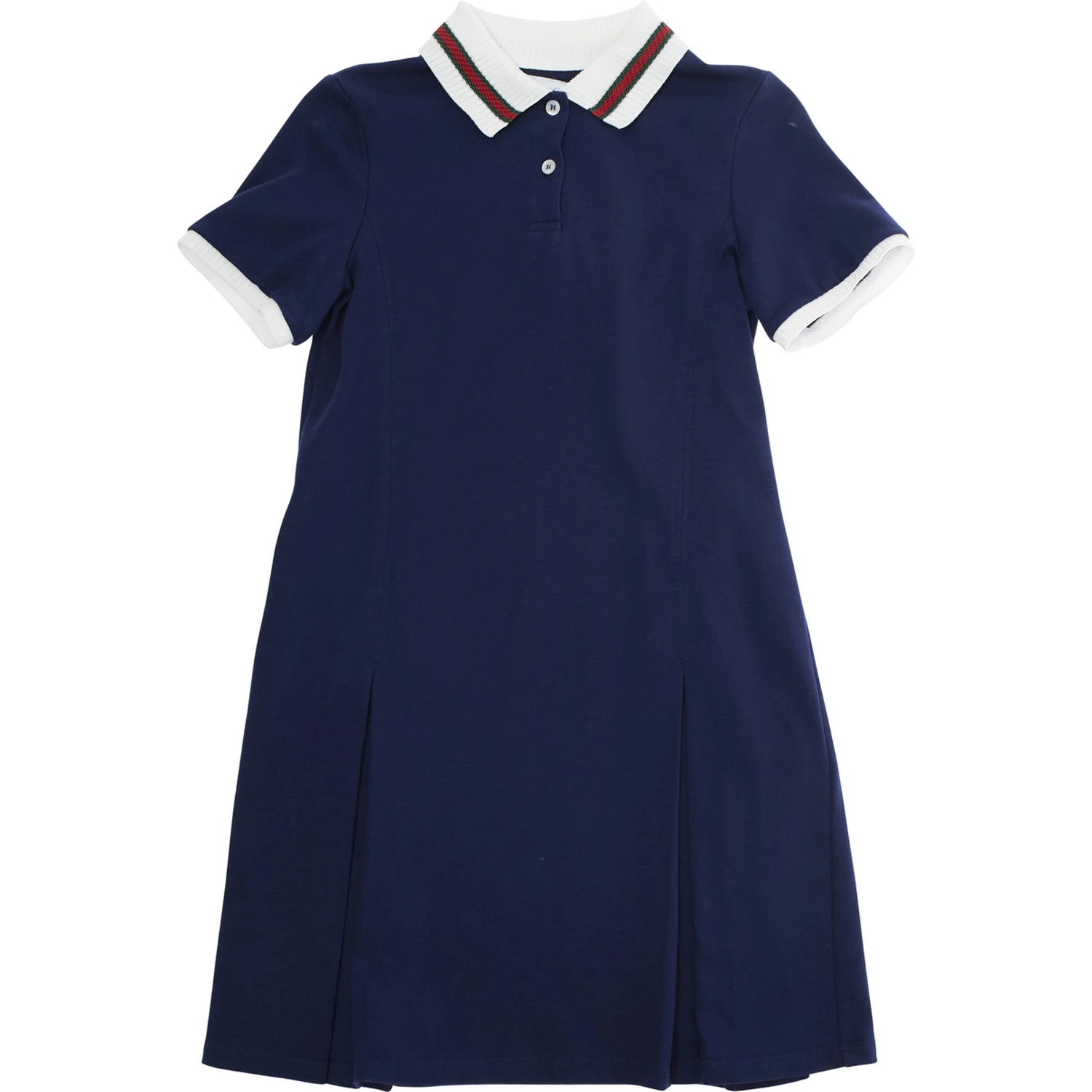 Blue Dress with Peter Pan Collar and Web Detail in Cotton Baby