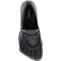 Black Loafers with Back Logo and Foot-Shaped Design in Leather Woman