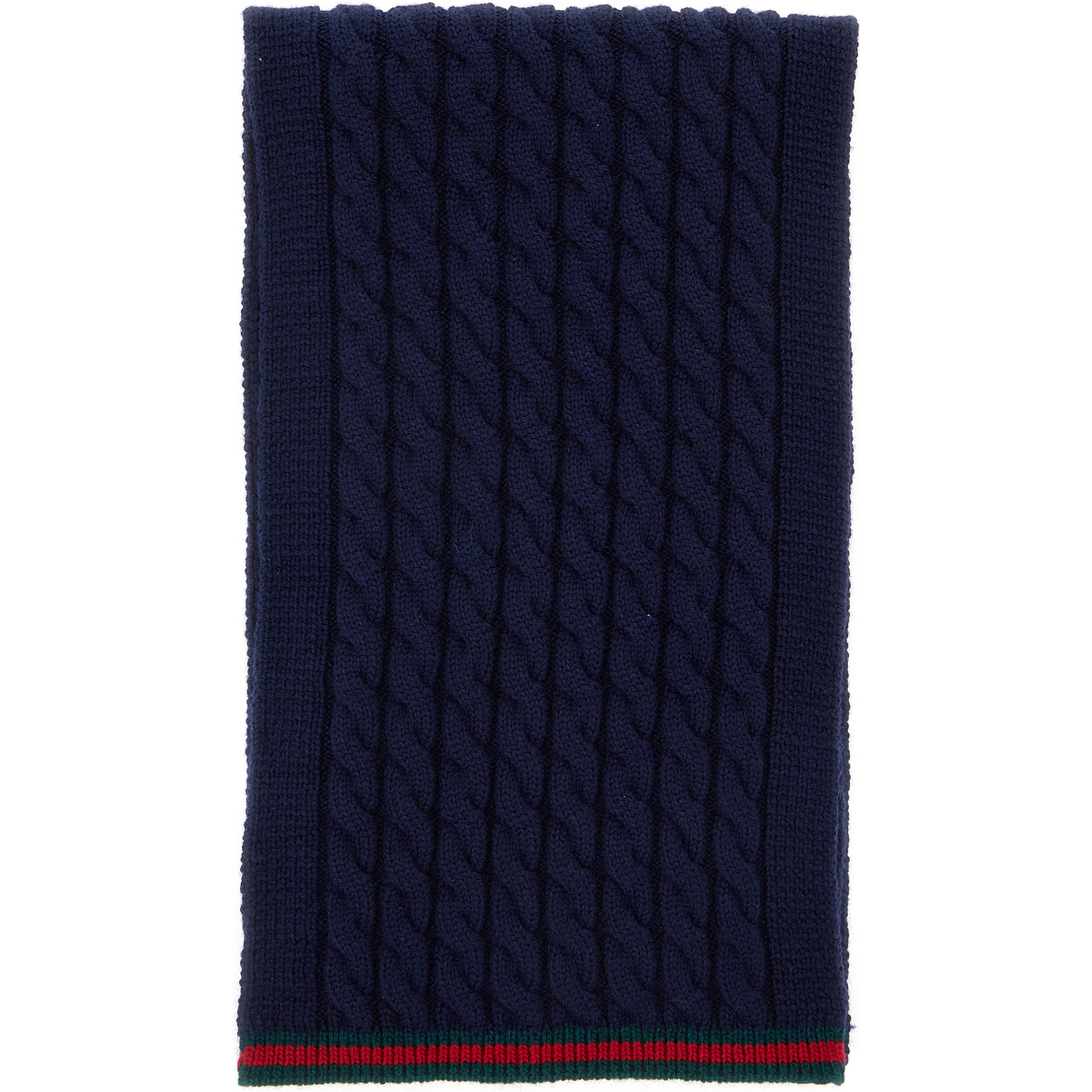 Blue Scarf with Web Hem and Tricot Knitting in Wool Boy