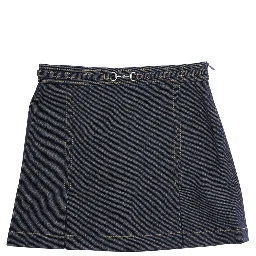 Blue Skirt with Horsebit Detail on the Front and Side Concealed Zip Closure in Denim Girl