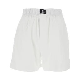 White Boxer Shorts with Elasticated Waist with Logo in Cotton Man