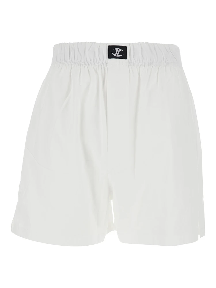 White Boxer Shorts with Elasticated Waist with Logo in Cotton Man