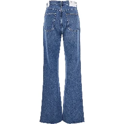 Blue Jeans with Logo Patch on the Rear and Flared Leg in Denim Woman