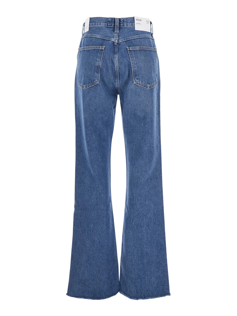 Blue Jeans with Logo Patch on the Rear and Flared Leg in Denim Woman