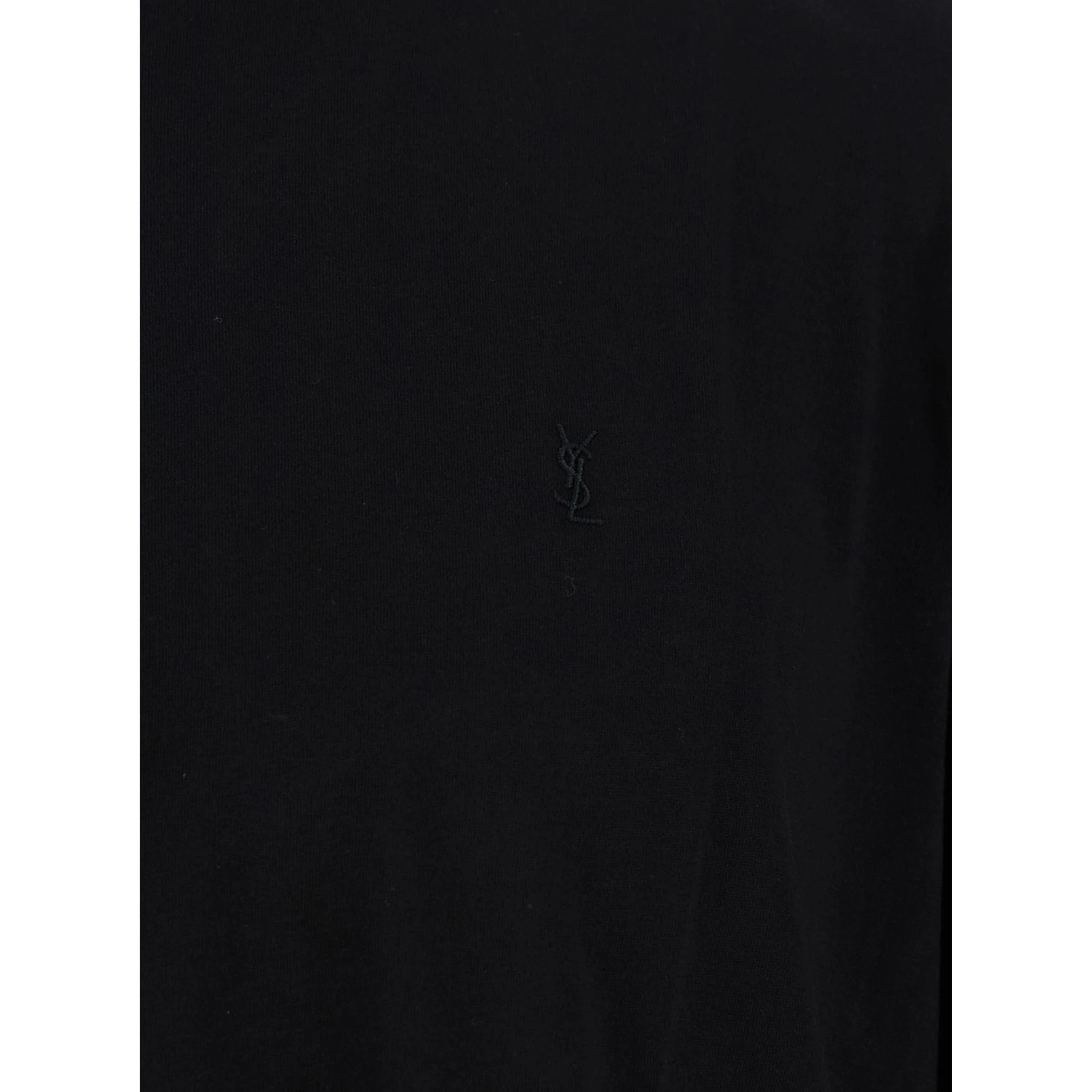 Black Crewneck T-Shirt with Cassandre Embroidery in Cotton Man