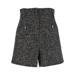 Brown Shorts with Belt Loops and Button Closure in Virgin Wool Blend Woman