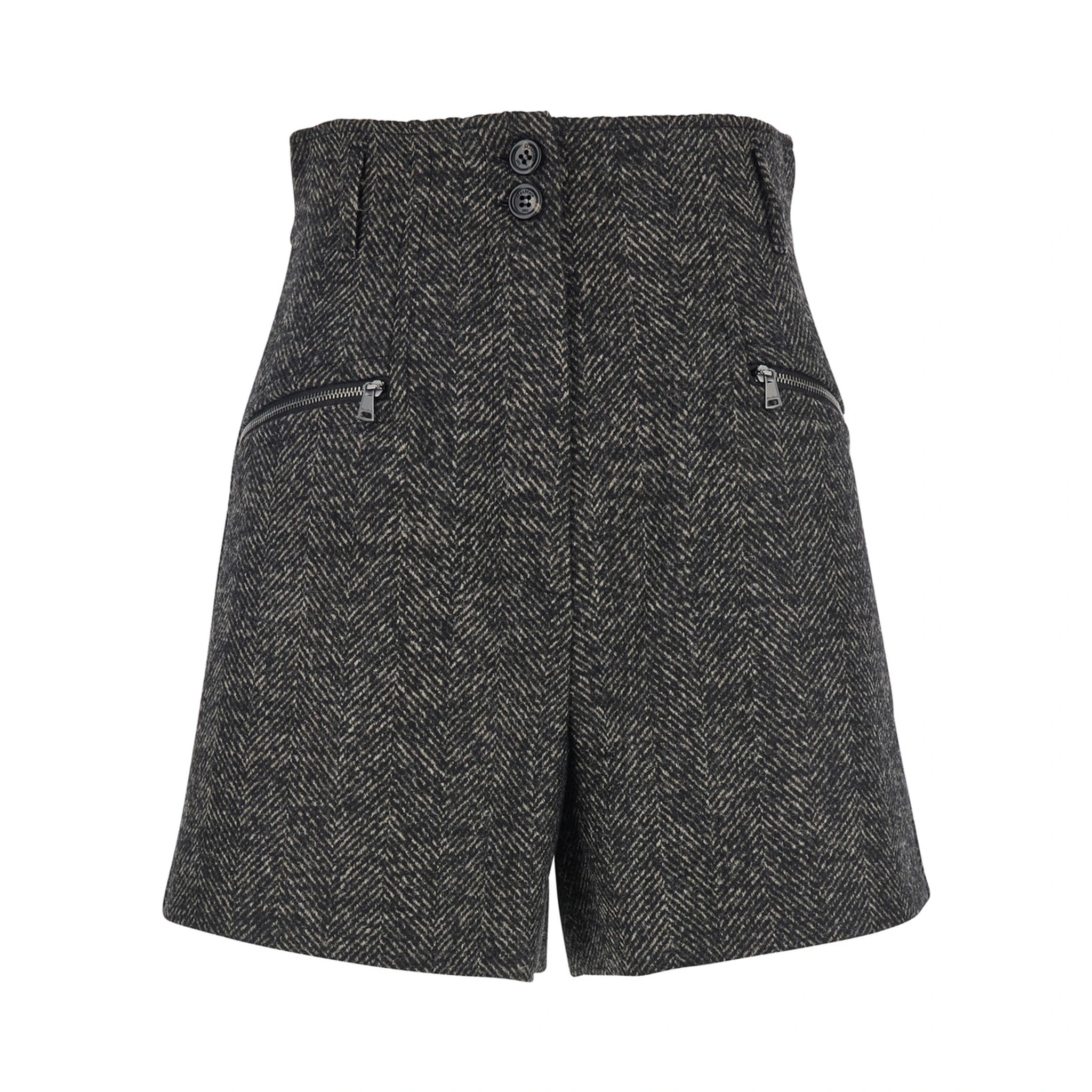 Brown Shorts with Belt Loops and Button Closure in Virgin Wool Blend Woman