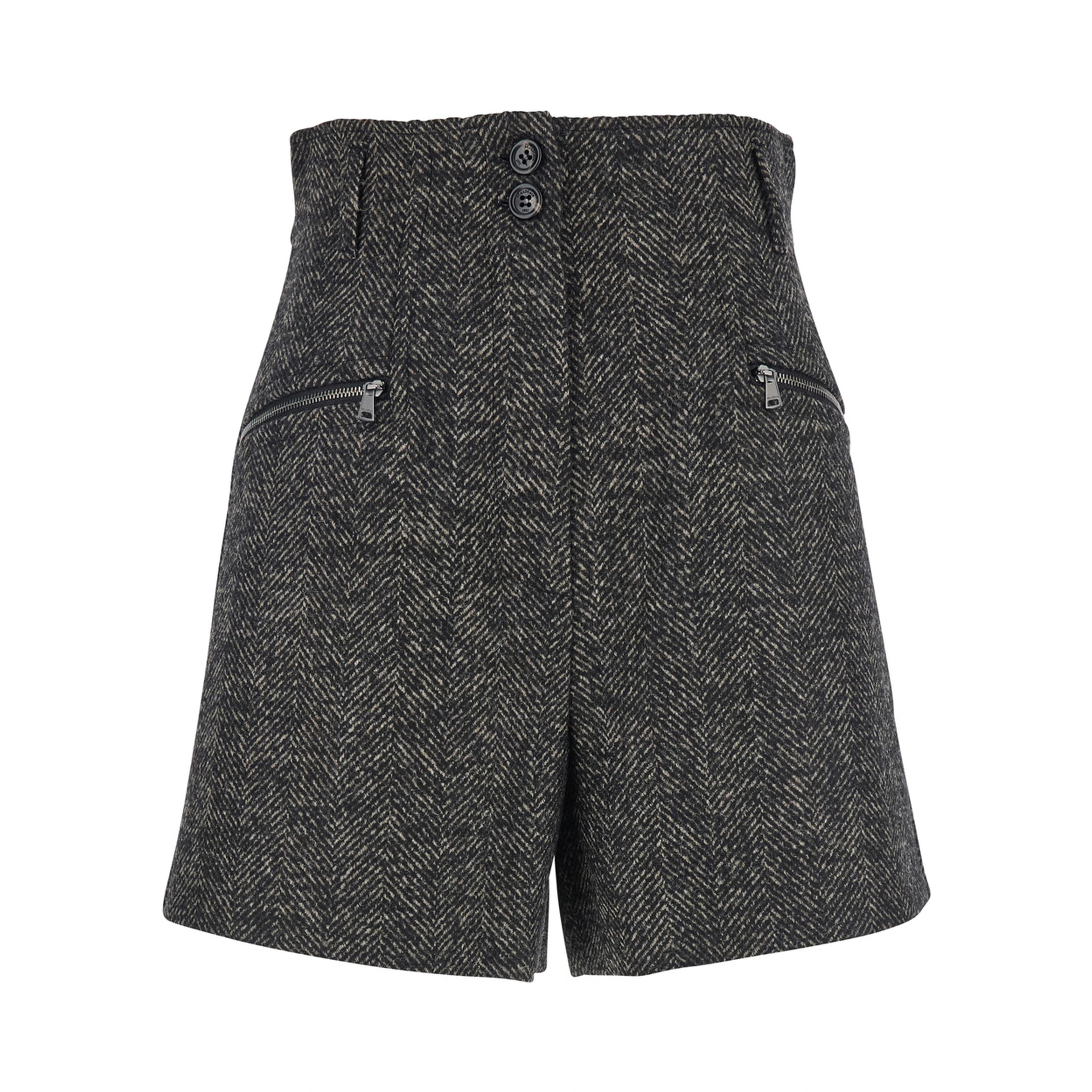 Brown Shorts with Belt Loops and Button Closure in Virgin Wool Blend Woman