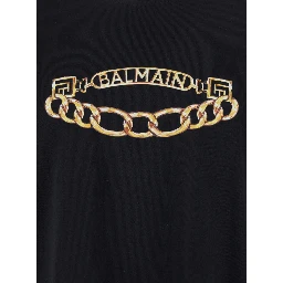 Black Crewneck T-Shirt with Logo Print on the Front in Cotton Man