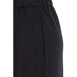 Black Pants with Elastic Waist and Side Pockets in Fabric Woman
