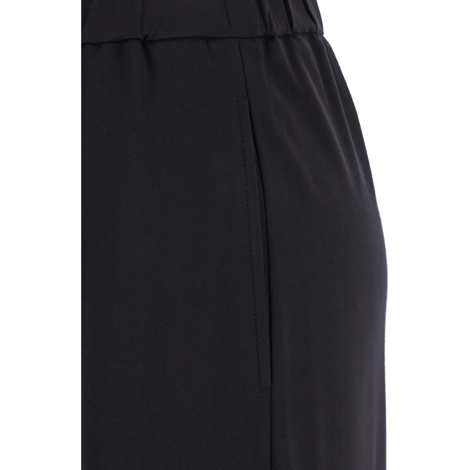 Black Pants with Elastic Waist and Side Pockets in Fabric Woman