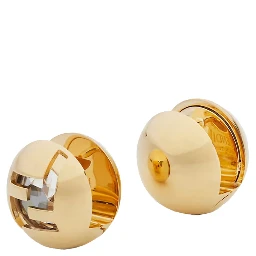 Metallic Clip-On Earrings with Encrusted F in Bronze Woman