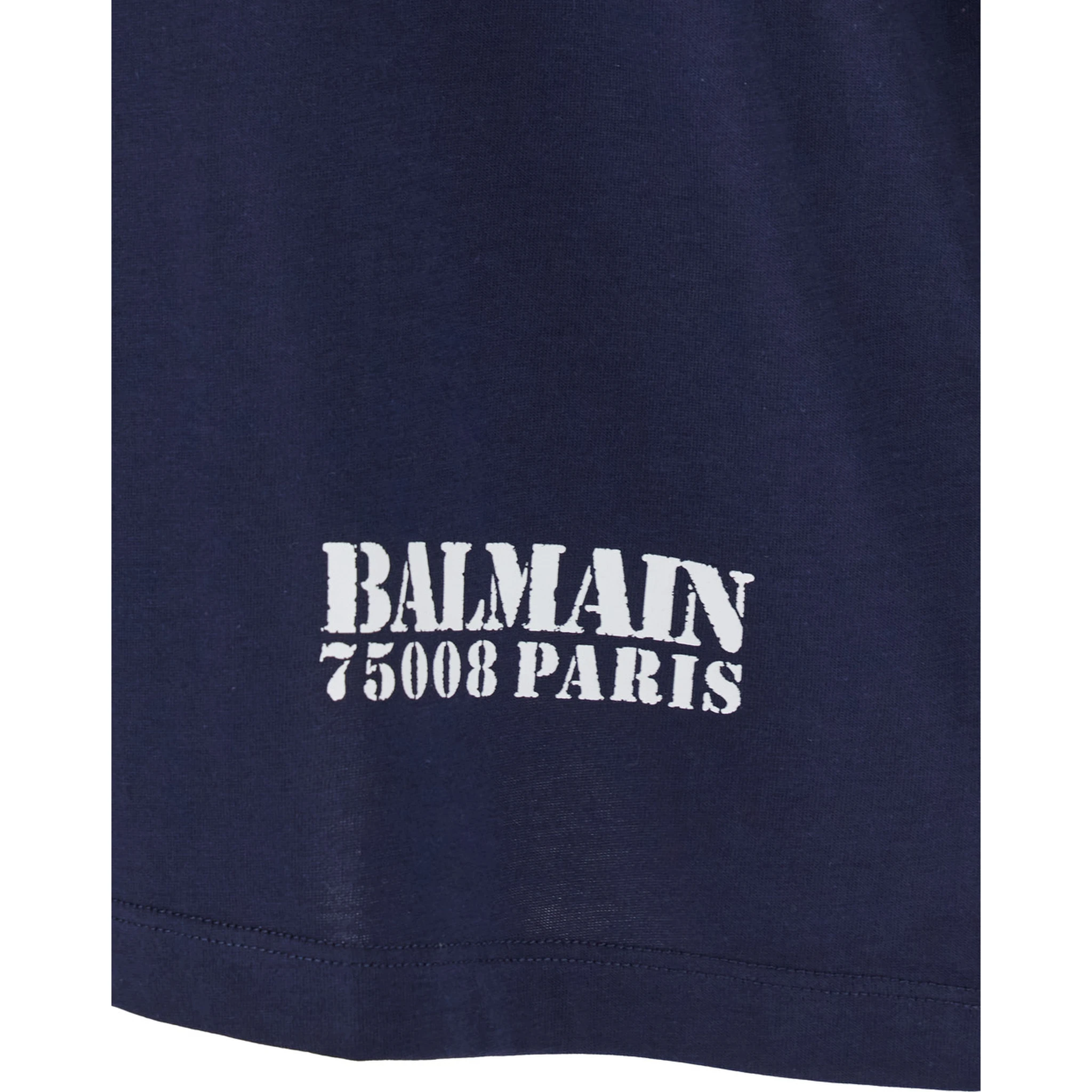 Blue Crewneck T-Shirt with Logo Lettering Print on the Front in Cotton Man