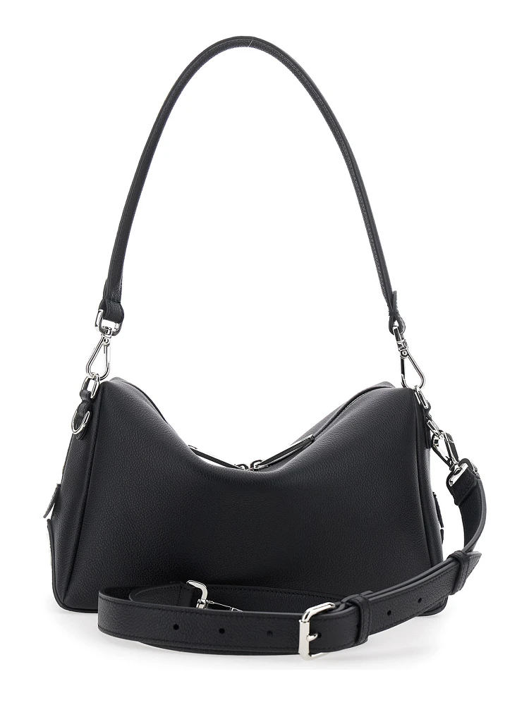 Lui Medium Black Shoulder Bag with Removable Strap in Leather Man alternative