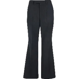 Black Pants with Belt Loops and Flared Leg in Wool Blend Man